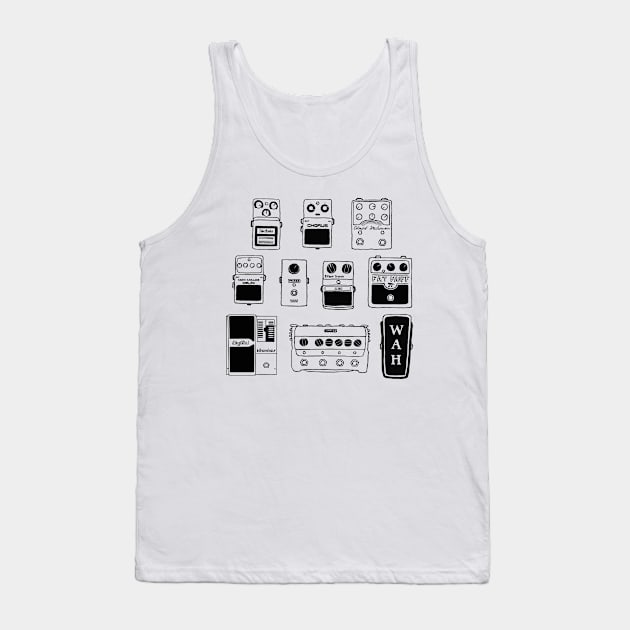 Guitar Pedals Illustration Gifts For Musicians Music Gear Shirts For Guitarists Tank Top by blueversion